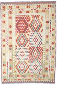  Oriental Kilim Afghan Old Style Rug 208X306 Beige/Red Wool, Afghanistan Carpetvista