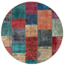 絨毯 Patchwork - Persien/Iran Ø 150 ラウンド レッド/ダークグレー (ウール, ペルシャ/イラン)