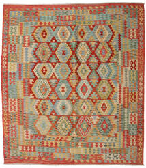  Orientalisk Kelim Afghan Old Style Matta 261X291 Röd/Grön Stor Ull, Afghanistan Carpetvista