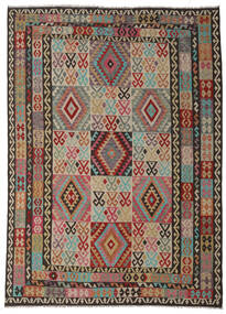  245X340 Kelim Afghan Old Stil Teppich Braun/Rot Afghanistan Carpetvista