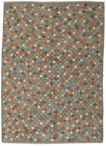 Kelim Afghan Old Style Vloerkleed 177X244 Grijs/Oranje Wol, Afghanistan Carpetvista