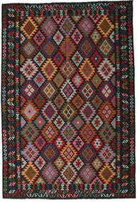202X291 Kelim Afghan Old Style Teppe Orientalsk Mørk Grå/Rød (Ull, Afghanistan) Carpetvista