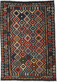 200X297 Kilim Afghan Old Style Rug Oriental Dark Grey/Red (Wool, Afghanistan) Carpetvista