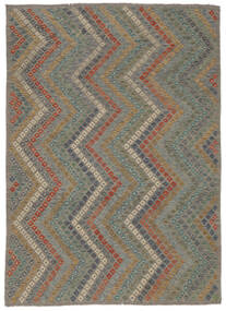  Kilim Afghan Old Style Rug 213X285 Wool Brown/Dark Yellow Carpetvista