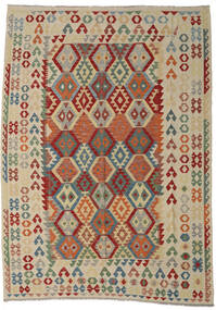 250X349 Kelim Afghan Old Style Matta Beige/Grå Afghanistan Carpetvista
