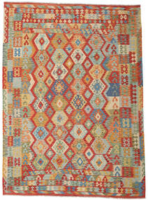  Kilim Afghan Old Style Tapis 253X343 De Laine Beige/Rouge Grand Carpetvista