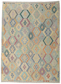  Kilim Afghan Old Style Tapis 249X346 De Laine Gris/Gris Clair Grand Carpetvista
