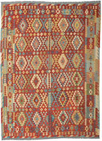  Kelim Afghan Old Style Matot 253X348 Villamatto Punainen/Beige Suuri Matto Carpetvista