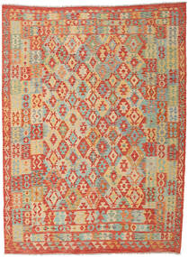  251X340 Kelim Afghan Old Style Matot Matto Beige/Punainen Afganistan Carpetvista