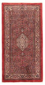 73X142 Bidjar Met Zijde Vloerkleed Rood/Oranje Perzië/Iran