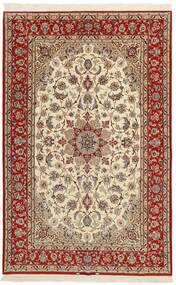 153X237 絨毯 オリエンタル イスファハン 絹の縦糸 茶色/ベージュ (ウール, ペルシャ/イラン)