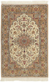  Persischer Isfahan Seidenkette Teppich 111X171 Beige/Orange