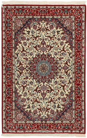 110X168 絨毯 イスファハン 絹の縦糸 オリエンタル レッド/ダークレッド (ウール, ペルシャ/イラン)