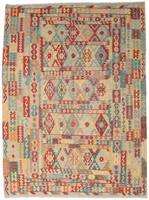  Kilim Afghan Old Style Tapis 256X343 De Laine Beige/Vert Grand Carpetvista