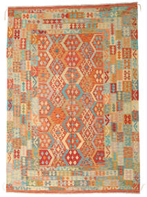  Kilim Afgán Old Style 245X349 Gyapjúszőnyeg Bézs/Narancssárga Nagy Carpetvista