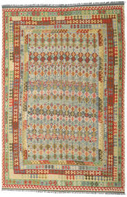  Kilim Afghan Old Style Rug 238X358 Wool Yellow/Green Large Carpetvista