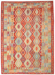  Kilim Afghan Old Style Tapis 252X345 De Laine Beige/Rouge Grand Carpetvista