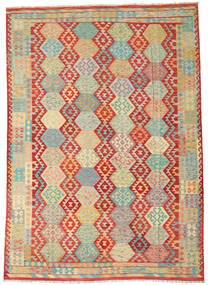 絨毯 キリム アフガン オールド スタイル 262X360 グリーン/茶色 大きな (ウール, アフガニスタン)