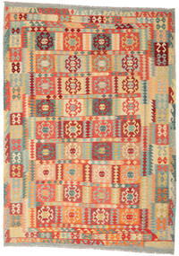  Kilim Afghan Old Style Tapis 244X344 De Laine Beige/Rouge Grand Carpetvista