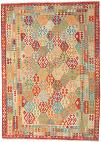  243X341 Kelim Afghan Old Style Matta Beige/Grön Afghanistan Carpetvista