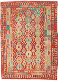  255X348 Kelim Afghan Old Style Teppe Rød/Beige Afghanistan Carpetvista