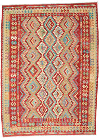  Kilim Afghan Old Style Tapis 258X347 De Laine Rouge/Beige Grand Carpetvista