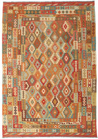  243X349 Kelim Afghan Old Style Vloerkleed Oranje/Beige Afghanistan Carpetvista