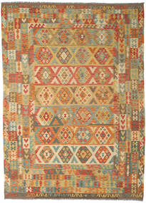  249X345 Kelim Afghan Old Stil Teppich Beige/Orange Afghanistan Carpetvista