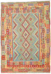  213X302 Kelim Afghan Old Style Matta Beige/Röd Afghanistan Carpetvista