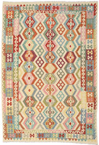  Orientalischer Kelim Afghan Old Stil Teppich 208X303 Beige/Gelb Wolle, Afghanistan Carpetvista