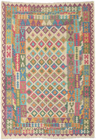 207X295 Kelim Afghan Old Style Matta Orientalisk Beige/Röd (Ull, Afghanistan) Carpetvista