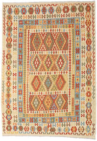  Kilim Afghan Old Style Tapis 210X293 De Laine Beige/Marron Carpetvista