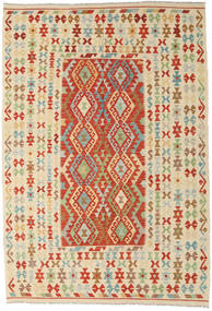  Orientalsk Kelim Afghan Old Style Tæppe 205X299 Beige/Gul Uld, Afghanistan Carpetvista