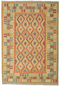  Orientalsk Kelim Afghan Old Style Tæppe 207X302 Orange/Beige Uld, Afghanistan Carpetvista