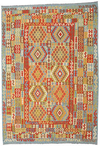 Kilim Afghan Old Style Rug 212X306 Beige/Yellow Wool, Afghanistan Carpetvista