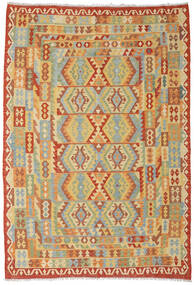  Orientalisk Kelim Afghan Old Style Matta 205X296 Beige/Brun Ull, Afghanistan Carpetvista