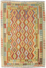  Orientalsk Kelim Afghan Old Style Teppe 206X296 Oransje/Beige Ull, Afghanistan Carpetvista
