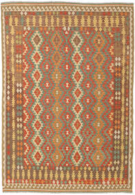  200X288 Kelim Afghan Old Style Teppe Brun/Oransje Afghanistan Carpetvista