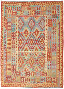  Kilim Afghan Old Style Rug 211X292 Wool Beige/Orange Carpetvista