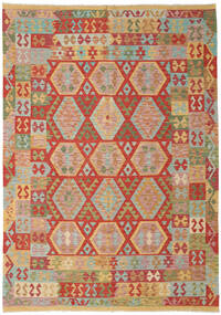  Kilim Afghan Old Style Tapis 210X298 De Laine Beige/Vert Carpetvista