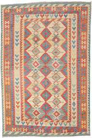 絨毯 オリエンタル キリム アフガン オールド スタイル 204X309 ベージュ/レッド (ウール, アフガニスタン)