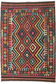 210X303 Tappeto Kilim Afghan Old Style Orientale Marrone/Rosso (Lana, Afghanistan) Carpetvista