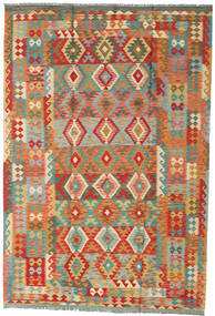  199X294 Kelim Afghan Old Style Tæppe Beige/Grøn Afghanistan Carpetvista