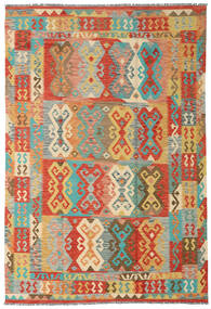  Orientalisk Kelim Afghan Old Style Matta 204X300 Beige/Röd Ull, Afghanistan Carpetvista