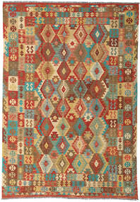 209X303 Kilim Afghan Old Style Rug Oriental Brown/Beige (Wool, Afghanistan) Carpetvista