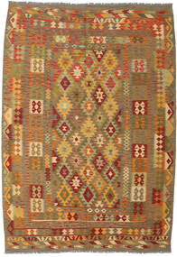 206X298 Tapete Oriental Kilim Afegão Old Style Laranja/Castanho (Lã, Afeganistão) Carpetvista