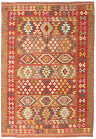 Orientalsk Kelim Afghan Old Style Teppe 202X293 Rød/Beige Ull, Afghanistan Carpetvista