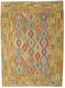  Oosters Kelim Afghan Old Style Vloerkleed 246X343 Oranje/Groen Wol, Afghanistan Carpetvista