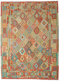  254X344 Kelim Afghan Old Style Vloerkleed Beige/Groen Afghanistan Carpetvista