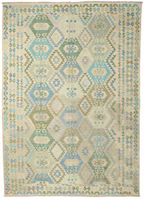 245X294 Kilim Afghan Old Style Rug Oriental Green/Beige (Wool, Afghanistan) Carpetvista